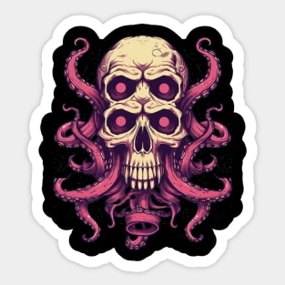 Trippy Skull with Octopus Tentacles Sticker